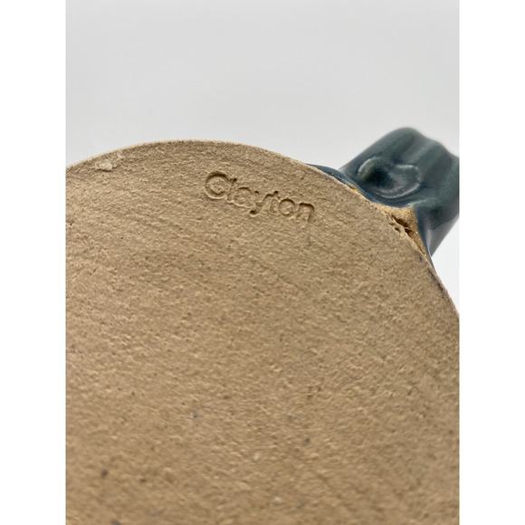CLAYTON Pottery Coffee Cup Mug Leaf Pattern Thumb Print Handle - Picture 6 of 8